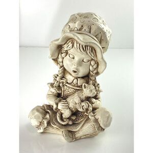 Vintage Solar Studios Sitting Girl in a Sunbonnet Ceramic Sculpture Mexico #306